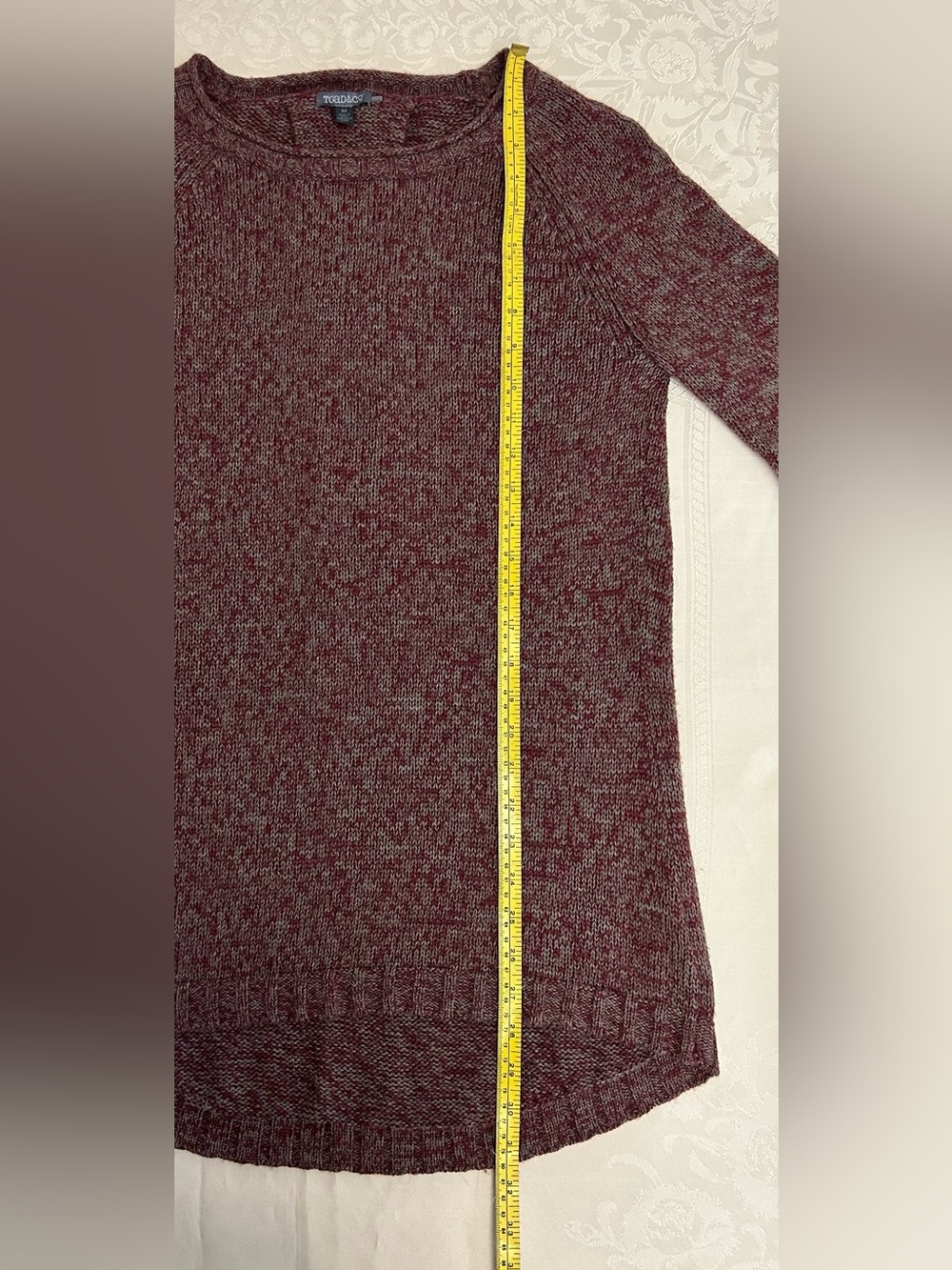 Toad & Co “Marlevelous Pullover” 100% Merino Wool Burgundy Marl Sweater Medium - Picture 9 of 13